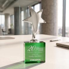 Tuscany Chrome Star on Woodlawn Base - Green - Star Awards