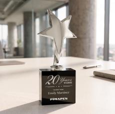 Tuscany Chrome Star on Woodlawn Base - Black - Star Awards