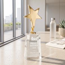 Tuscany Gold Star on Cairns Base - Clear - Metal & Crystal Awards
