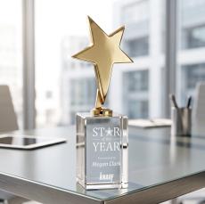 Tuscany Gold Star on Lexington Base - Clear - Star Awards
