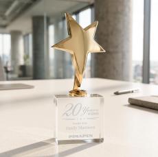 Tuscany Gold Star on Woodlawn Base - Clear - Star Awards