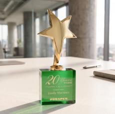 Tuscany Gold Star on Woodlawn Base - Green - Star Awards