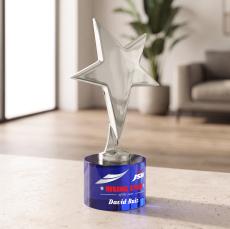 Tuscany Chrome Star VividPrint Award on Marvel Base - Blue - Star Awards