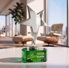Tuscany Chrome Star VividPrint Award on Paragon Base-Green - Star Awards