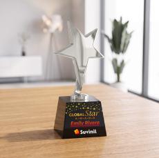 Tuscany Chrome Star VividPrint Award on Robson Base - Black - Star Awards