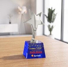 Tuscany Chrome Star VividPrint Award on Robson Base -  Blue - Star Awards