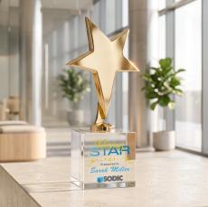 Tuscany Gold Star VividPrint Award on Granby Base - Clear - Star Awards