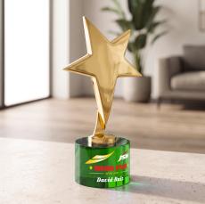 Tuscany Gold Star VividPrint Award on Marvel Base - Green - Star Awards