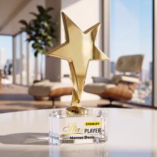 Tuscany Gold Star VividPrint Award on Paragon Base - Clear - Star Awards