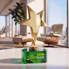 Tuscany Gold Star VividPrint Award on Paragon Base - Green - Star Awards