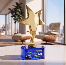 Tuscany Gold Star VividPrint Award on Paragon Base - Blue - Star Awards
