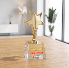 Tuscany Gold Star VividPrint Award on Robson Base - Clear - Star Awards