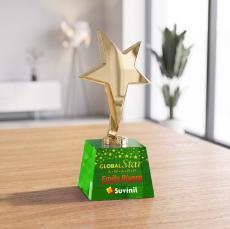 Tuscany Gold Star VividPrint Award on Robson Base - Green - Star Awards