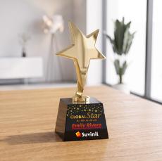 Tuscany Gold Star VividPrint Award on Robson Base - Black - Star Awards