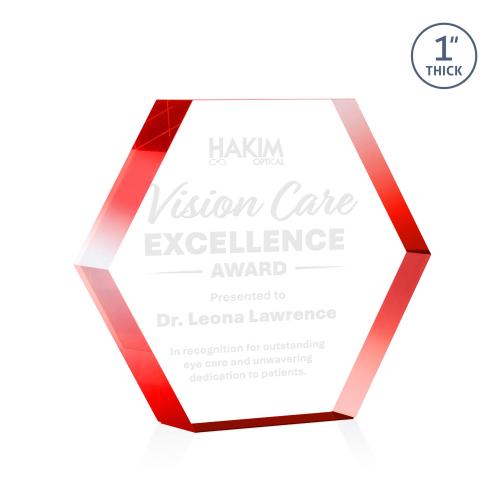 Recognition Awards - Acrylic Awards - Markville Hexagon Award - Red