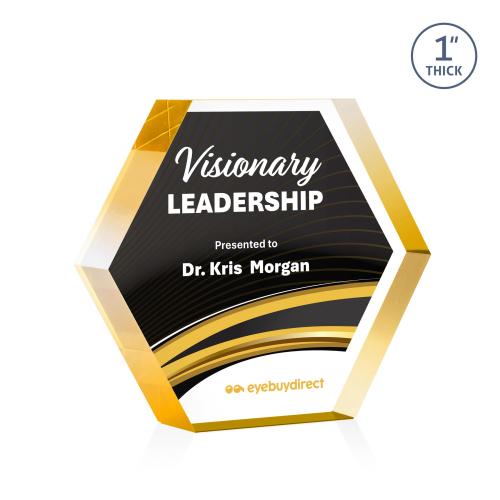 Recognition Awards - Acrylic Awards - Markville Hexagon VividPrint&trade; Award - Gold