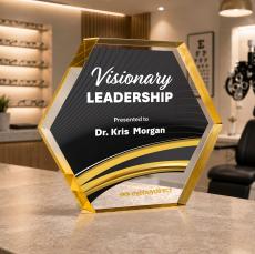 Markville Hexagon VividPrint Award - Gold - Colored Acrylic Awards