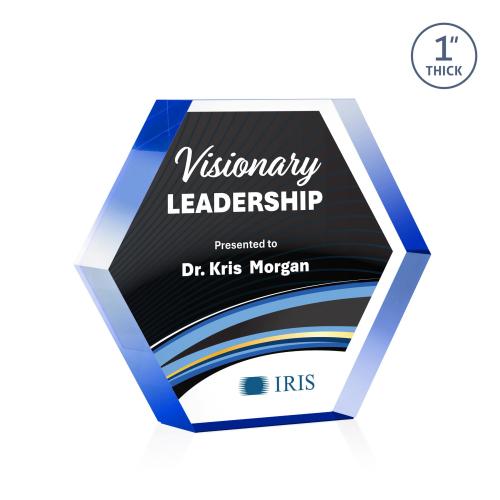 Recognition Awards - Acrylic Awards - Markville Hexagon VividPrint&trade; Award - Blue