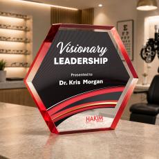 Markville Hexagon VividPrint Award - Red - Colored Acrylic Awards