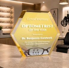 Markville Hexagon VividPrint Double Sided Award - Gold - Full Color Awards