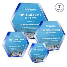 Markville Hexagon VividPrint Double Sided Award - Blue - Colored Acrylic Awards