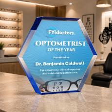 Markville Hexagon VividPrint Double Sided Award - Blue - Colored Acrylic Awards