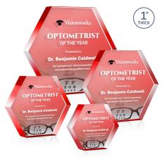 Markville Hexagon VividPrint Double Sided Award - Red - Sales Awards