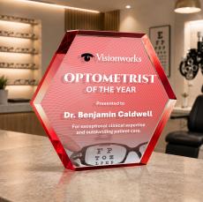 Markville Hexagon VividPrint Double Sided Award - Red - Sales Awards