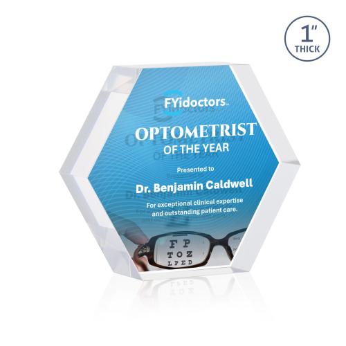 Recognition Awards - Acrylic Awards - Markville Hexagon VividPrint&trade; Double Sided Award - Clear