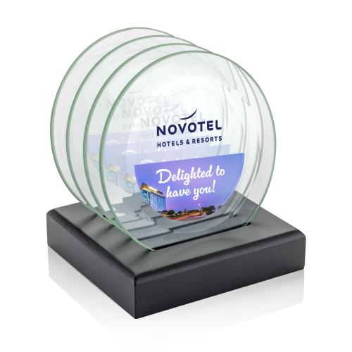 Corporate Gifts - Coasters - Midland VividPrint&trade; Coasters - Set of 4 on Black Base