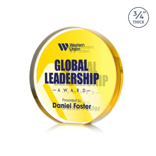 Recognition Awards - Crystal Awards - Gainsborough Circle VividPrint&trade; Double Sided Award - Gold