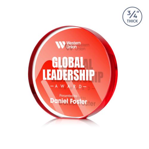 Recognition Awards - Crystal Awards - Gainsborough Circle VividPrint&trade; Double Sided Award - Red