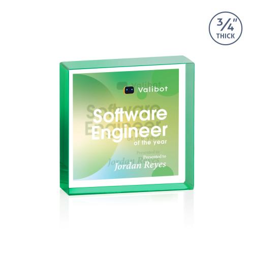 Recognition Awards - Crystal Awards - Upton Square VividPrint&trade; Double Sided Award - Emerald