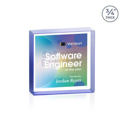 Recognition Awards - Crystal Awards - Upton Square VividPrint&trade; Double Sided Award - Blue