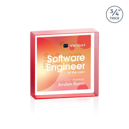 Recognition Awards - Crystal Awards - Upton Square VividPrint&trade; Double Sided Award - Red