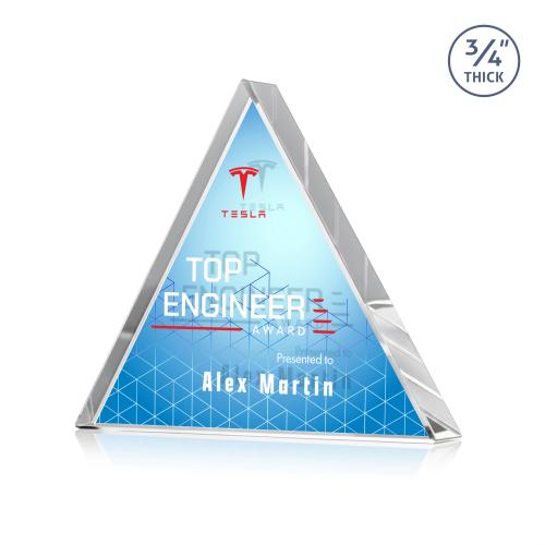 Recognition Awards - Crystal Awards - Adler Triangle VividPrint&trade; Double Sided Award - Clear