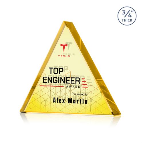 Recognition Awards - Crystal Awards - Adler Triangle VividPrint&trade; Double Sided Award - Gold