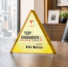 Adler Triangle VividPrint Double Sided Award - Gold - Desktop Awards