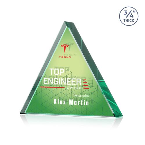 Recognition Awards - Crystal Awards - Adler Triangle VividPrint&trade; Double Sided Award - Emerald