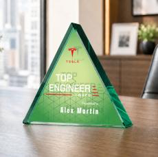 Adler Triangle VividPrint Double Sided Award - Emerald - Desktop Awards