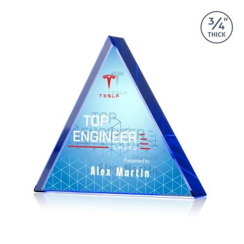 Recognition Awards - Crystal Awards - Adler Triangle VividPrint&trade; Double Sided Award - Blue