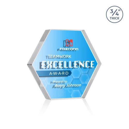 Recognition Awards - Crystal Awards - Gilford Hexagon VividPrint&trade; Double Sided Award - Clear