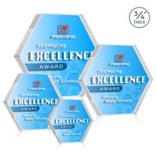 Gilford Hexagon VividPrint Double Sided Award - Clear - Desktop Awards