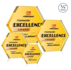 Gilford Hexagon VividPrint Double Sided Award - Gold - Desktop Awards