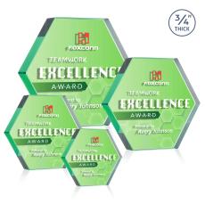 Gilford Hexagon VividPrint Double Sided Award - Emerald - Desktop Awards