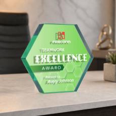 Gilford Hexagon VividPrint Double Sided Award - Emerald - Desktop Awards