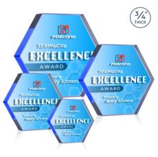 Gilford Hexagon VividPrint Double Sided Award - Blue - Desktop Awards