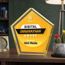 Belmar Pentagon VividPrint Double Sided Award - Gold  - Desktop Awards