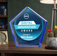 Belmar Pentagon VividPrint Double Sided Award - Blue  - Desktop Awards