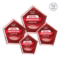 Belmar Pentagon VividPrint Double Sided Award - Red - Desktop Awards